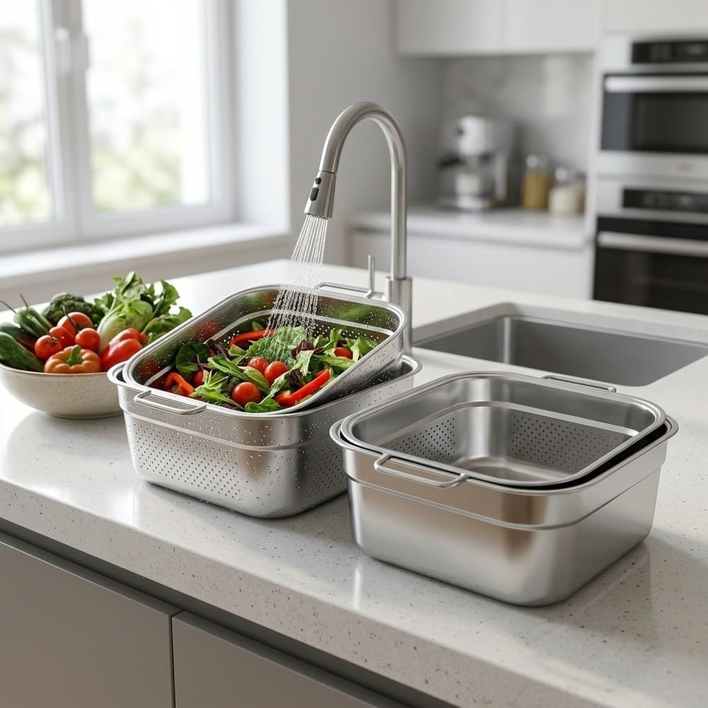 Fregadero colador de acero inoxidable para frutas y verduras