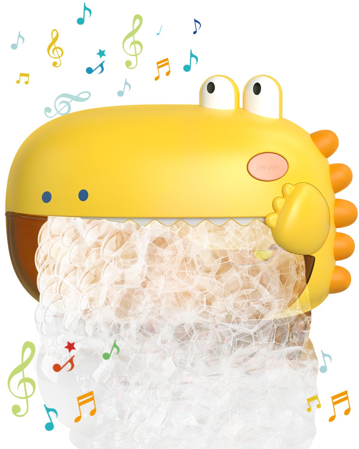 Lehoo Castle Baby Bath Toys, Dinosaur Bath Bubble Machine, Bath Toys for Kids Ages 1-3, Automatic Bathtub Toys Bubble Maker Gifts for Boys Girls, Yellow