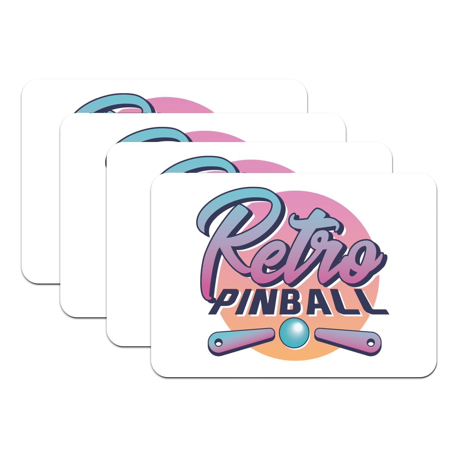 Lot de 4 sets de table retro flipper caoutchouc blanc grand format antiderapant pinball