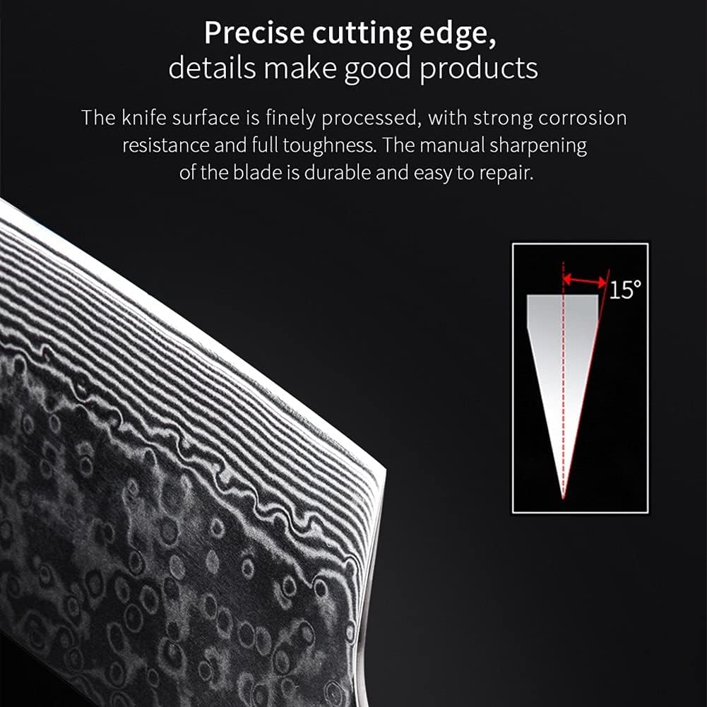 Meat Cleaver, 8 Inch Chinese Chef Knife VG10 Damascus Steel Slicing Knives Sharp Cutting Tools Vegetable Cleaver Knife
