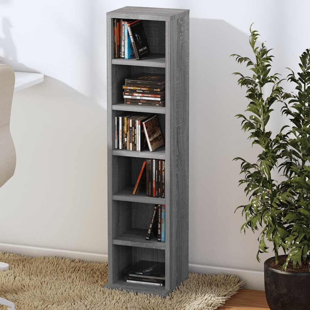 Armadietto CD per raccolta musicale in legno per CD, 21 x 20 x 88 cm, grigio