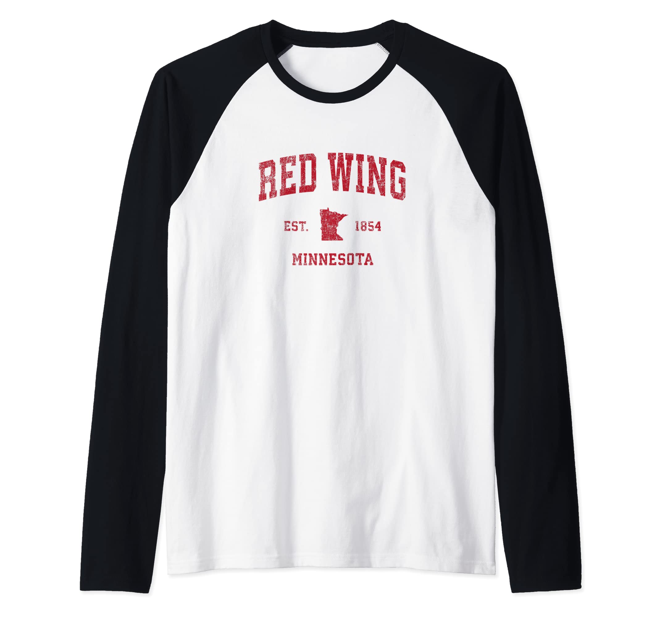 Red Wing Minnesota Mn Vintage Sports Design Red Print Raglan