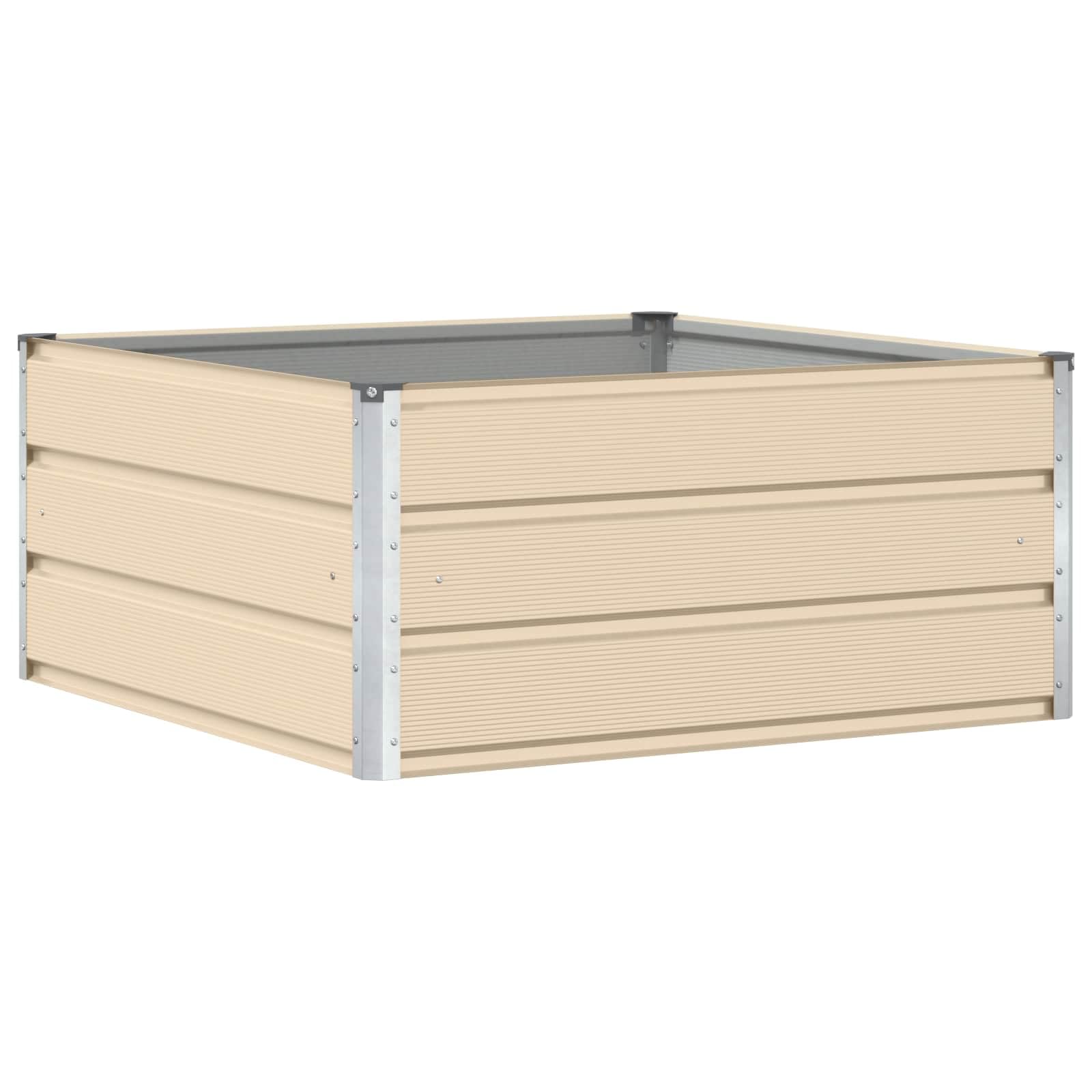Macetero marfil 100 x 100 x 45 cm, acero, diseño moderno, accesorio para jardín, también como pequeño bancal alto para balcón, terraza y huerto