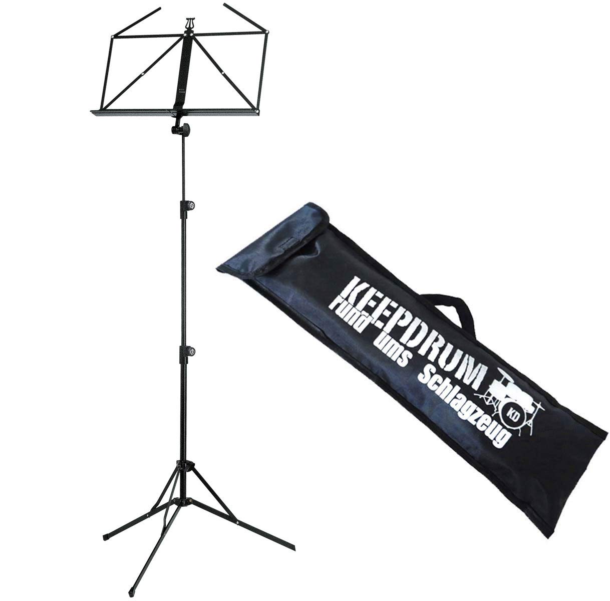K&M 100/5 Notenständer Notenpult Schwarz + keepdrum Tasche
