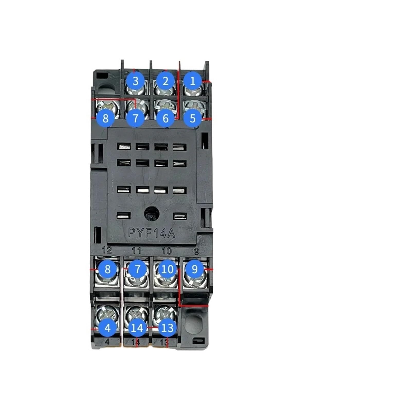 10 juegos de relé + base 12V 24V 110V 220V bobina 5A 4NO 4NC indicador LED verde relé de potencia DIN Rail relé de 14 pines con base de enchufe(AC,12V)