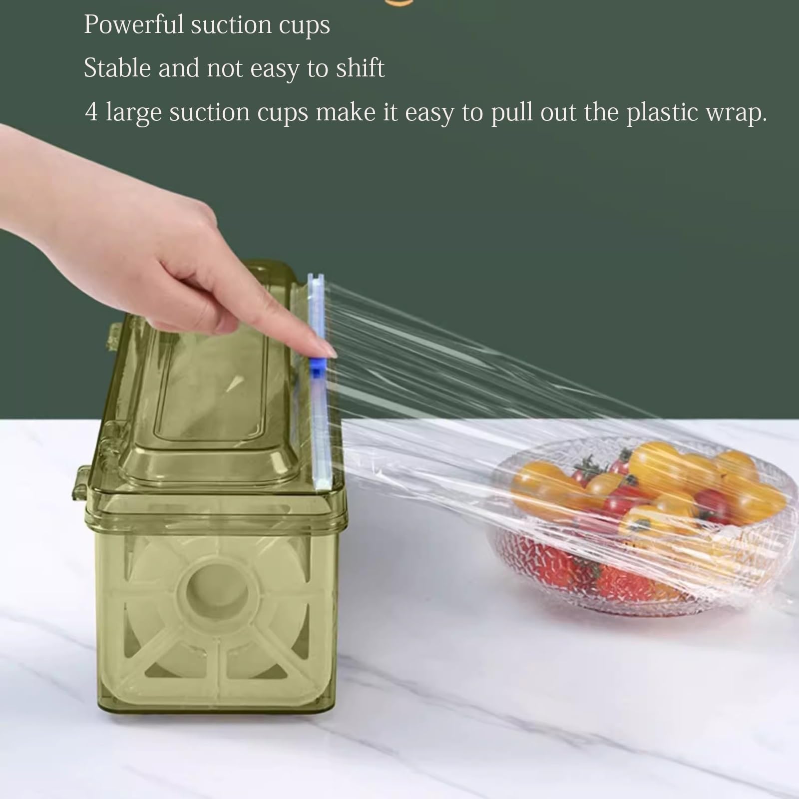 Dispensador De Envolturas De Plástico con Cortador, Cortador Ajustable Reutilizable De Film Transparente Apto para Supermercados, Cocinas, Envasado De Frutas Y Verduras(A+Plastic Wrap 300m)