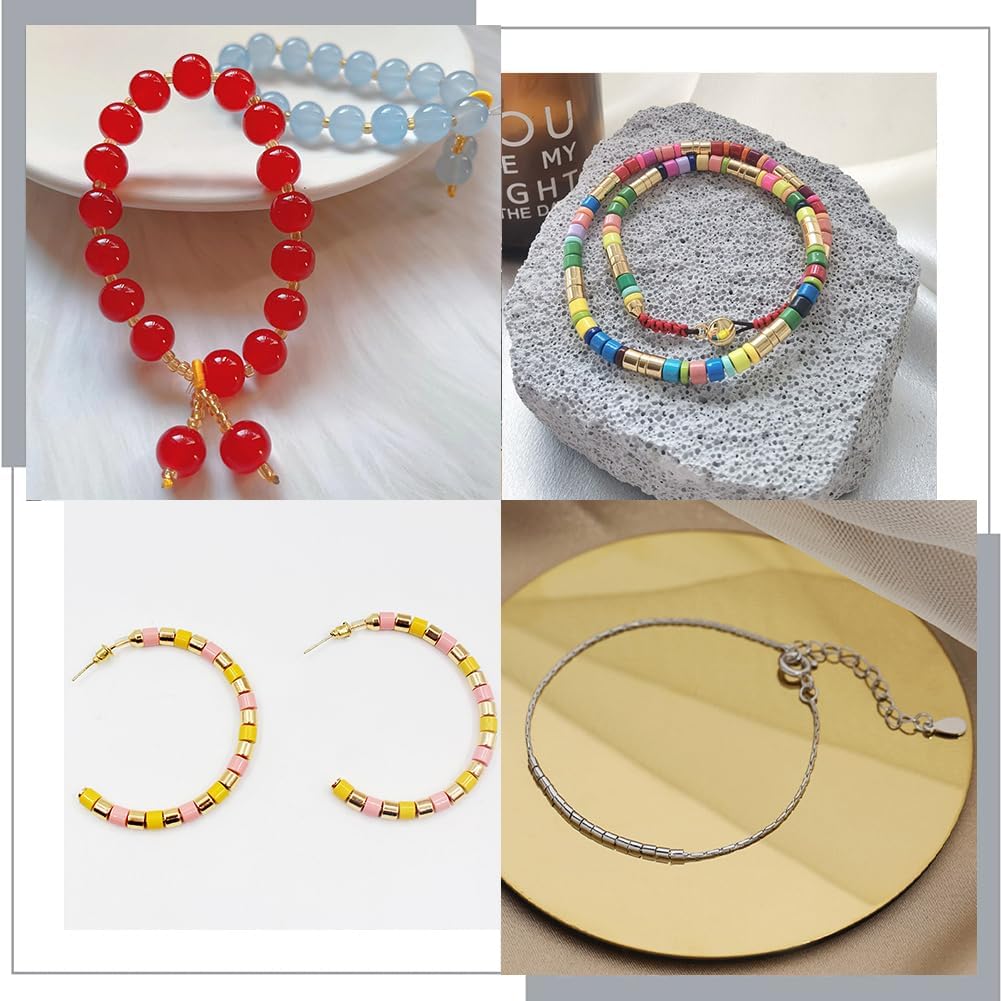 Beebeecraft 300Pcs 14K Gold Filled Brass Crimp Beads Positioning Column Spacer Beads Metal Tube Loose Beads with Storage Box for DIY Necklace Bracelets Anklets Making (Hole 1.2mm) - Image 5