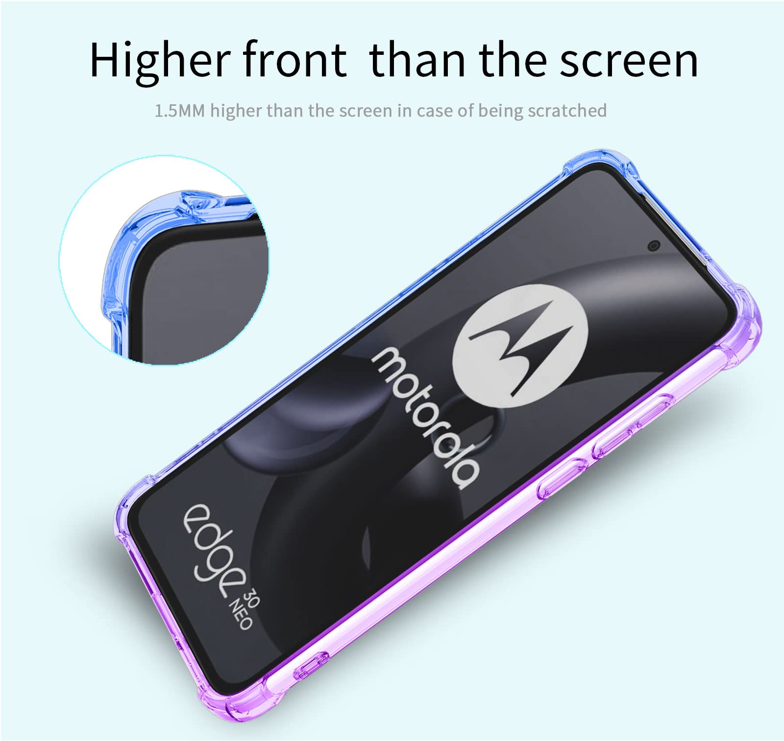 HAOYE Cover Per Motorola Moto Edge 30 Neo / Edge 30 Lite, Custodia TPU Effetto Gradient Oro Nero, Antiscivolo E Antiurto - 2