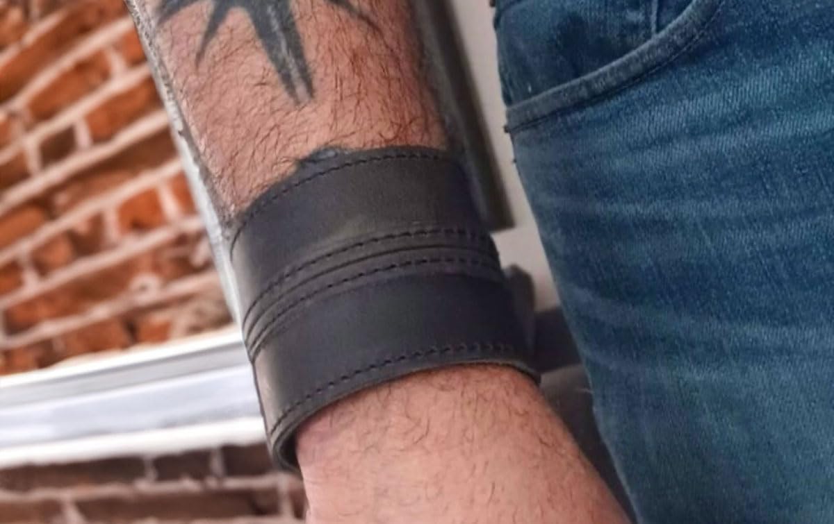 Anthology Gear Stylish Leather Cuff Bracelet Full Grain Wide Wristband For Men and Women (Unisex)