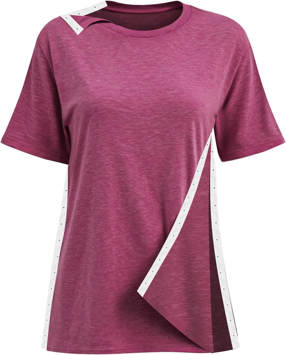 Shoulder Surgery Recovery Shirts Women Post Surgery Shirt Left and Right Side Snap Access Recovery T Shirt for Women