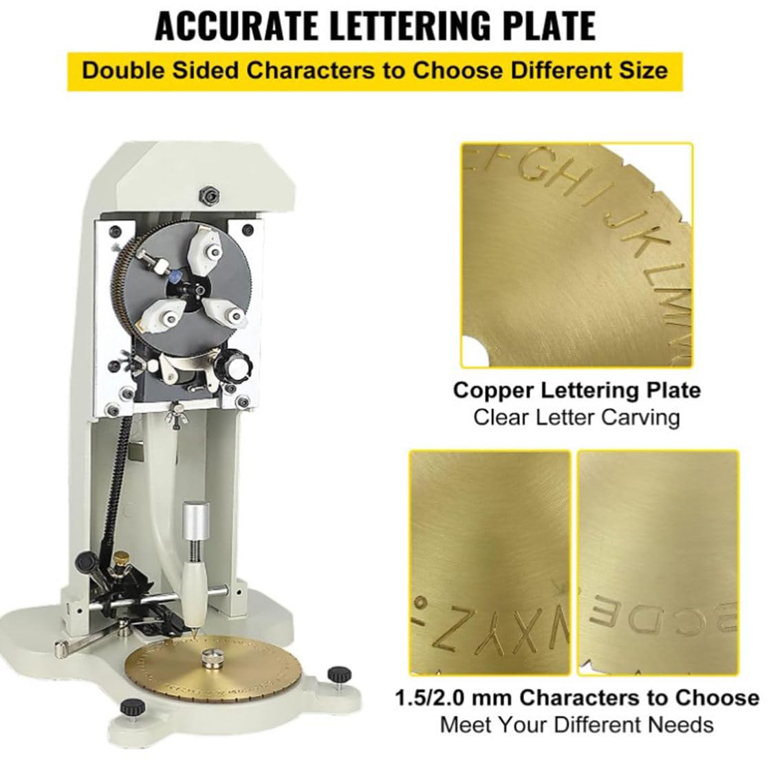 Máquina de grabado eléctrica Grabador de joyería, Grabador de anillo de doble cara Estampador 1,5 mm-2,0 mm Máquina grabadora de anillo de bloque de letras de caracteres