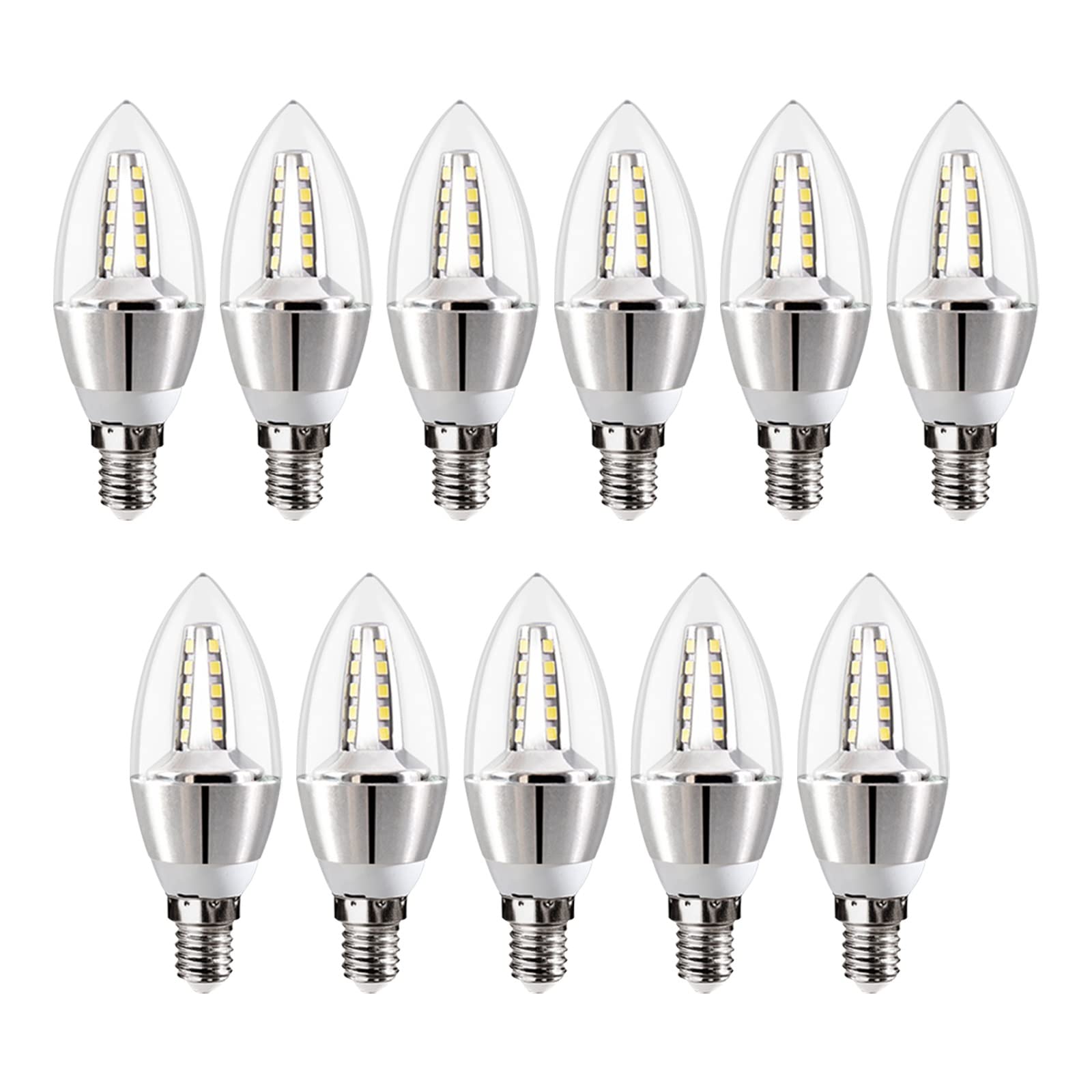 BVCL Lampadina E14 LED dimmerabile, Lampada a LED da 6W (sostituisce Le lampade alogene da 45 Watt), Lampadina E14 da 500lm, Ra＞80， Luce cangiante Tricolore, 11 Pezzi (Color : White)