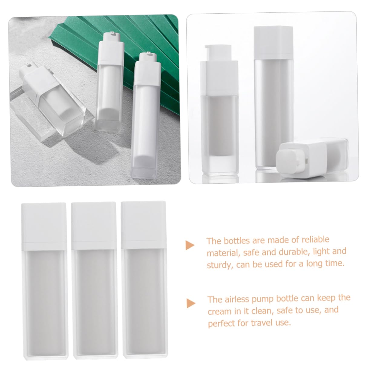 Botella de Cosméticos Bomba de Viaje 50ml 3 Piezas Color Blanco