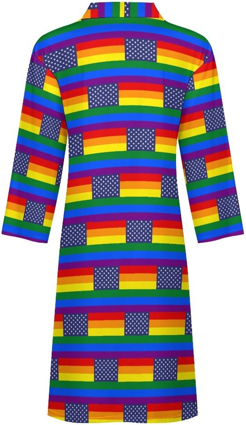 Gay Proud Flag Of USA Mens Robe Long Bathrobe for Women Bath Robes Lightweight Soft Printed Sleepwear