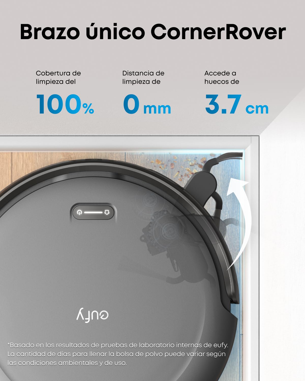 eufy C10 robot aspirador con estación de succión automática, diseño ultraplano 7,2 cm, limpieza alfombras, cepillo extensible para esquinas, vaciado automático, láser y navegación infrarrojos