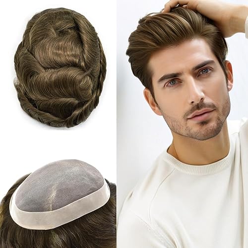 Miniatura 136 de Mens Toupee Hair Piece For Men Fine Mono Men Hair System Toupee For Men Hair Piece Real Human Hair System For Men Protesis Capilar Para Hombre 6x9