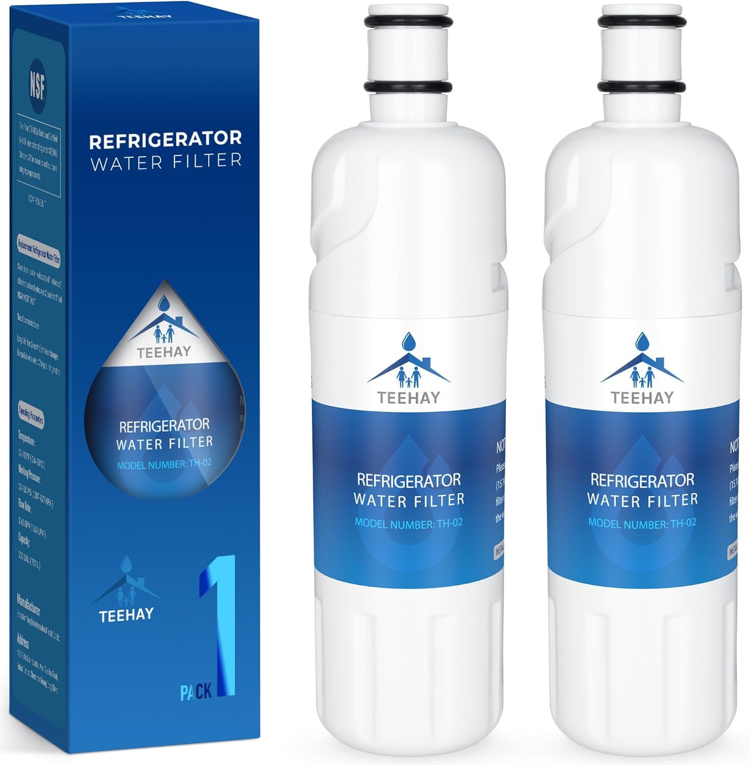XISUORE W10413645A Water Filter 2 Replacement, Compatible with Everydrop Filter 2, EDR2RXD1, Whirlpool WHR2RXD1, P9KB2L, P9RFKB2L, Whirlpool WRX986SIHZ, WRF757SDHZ, WRF767SDHZ, WRF736SDAM, 2 Pack | Fridge.com