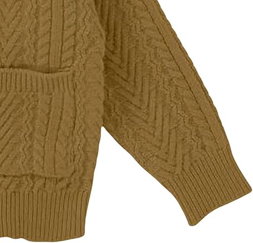 Girls Cardigan Sweater Button Down Lightweight Cotton Knit Casual Coat Solid Color Tops Outerwear Clothes with Pocket(Coffee,3-4T)