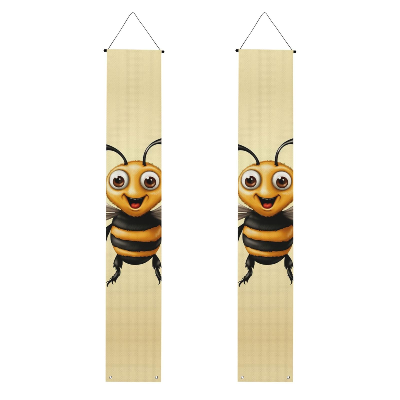 Honey Bee Porch Banner 2PCS, Summer Hanging Flag Party Porch Sign Front Door Hanging Decorations for Indoor Outdoor Holiday Yard Decor Wall Backdrop 71 x 12 Inch