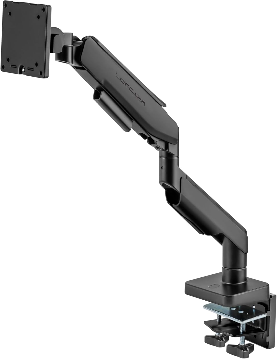 LC-POWER PC Monitor Stand Adjustable Arm | Max 49 | Min 17 | Max Weight 20 kg | Tilt +50° ~ -20° | Rotation 360° | Height Adjustable | VESA 75x75mm 100x100mm | Metal and Plastic | LC-EQ-AQ 49B