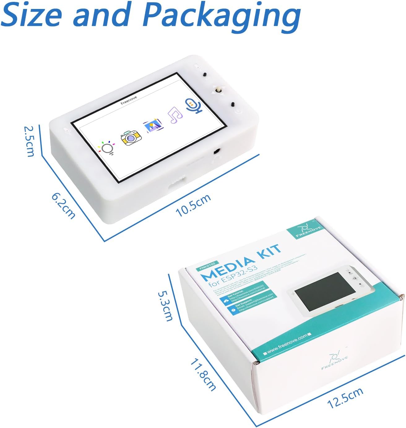 FREENOVE Media Kit for ESP32-S3 ESP32 S3 CAM 3.5 Inch Screen, Supporting OpenAI/XiaoZhiAI, Dual-core 32-bit 240 MHz Microcontroller Camera Wireless, Dual Speakers Dual Microphones, Tutorial Code