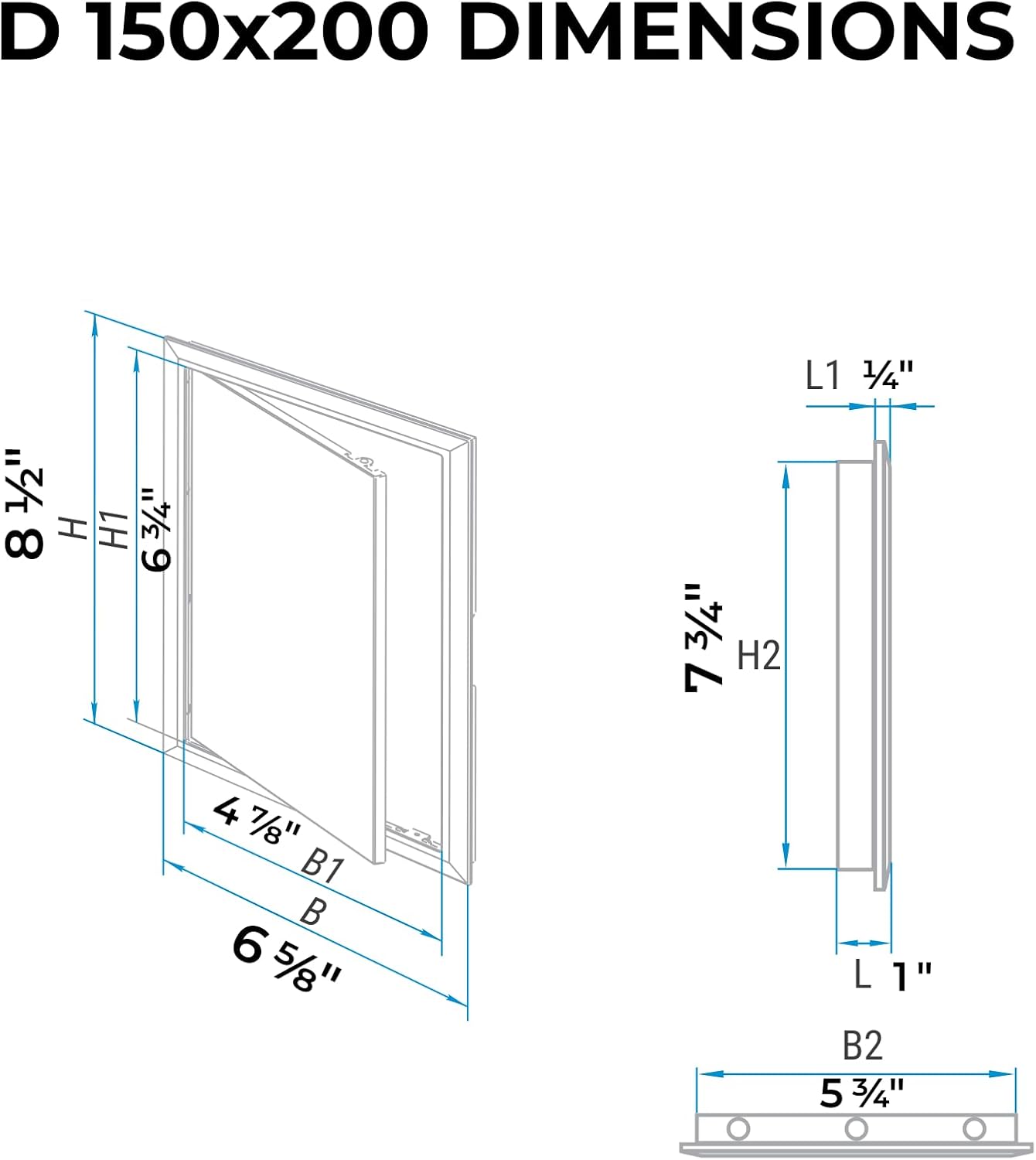 VENTS-US - Durable White Access Door Used for Drywall, Electrical Panel Cover, Plumbing Access Panel, Utility Door, and More! - D 150X200 ABS (4-7/8" X 6-3/4" Opening Area)