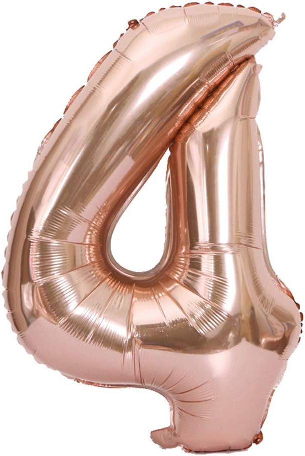 Tellpet Rose Gold Number 4 Balloon, 40 Inch