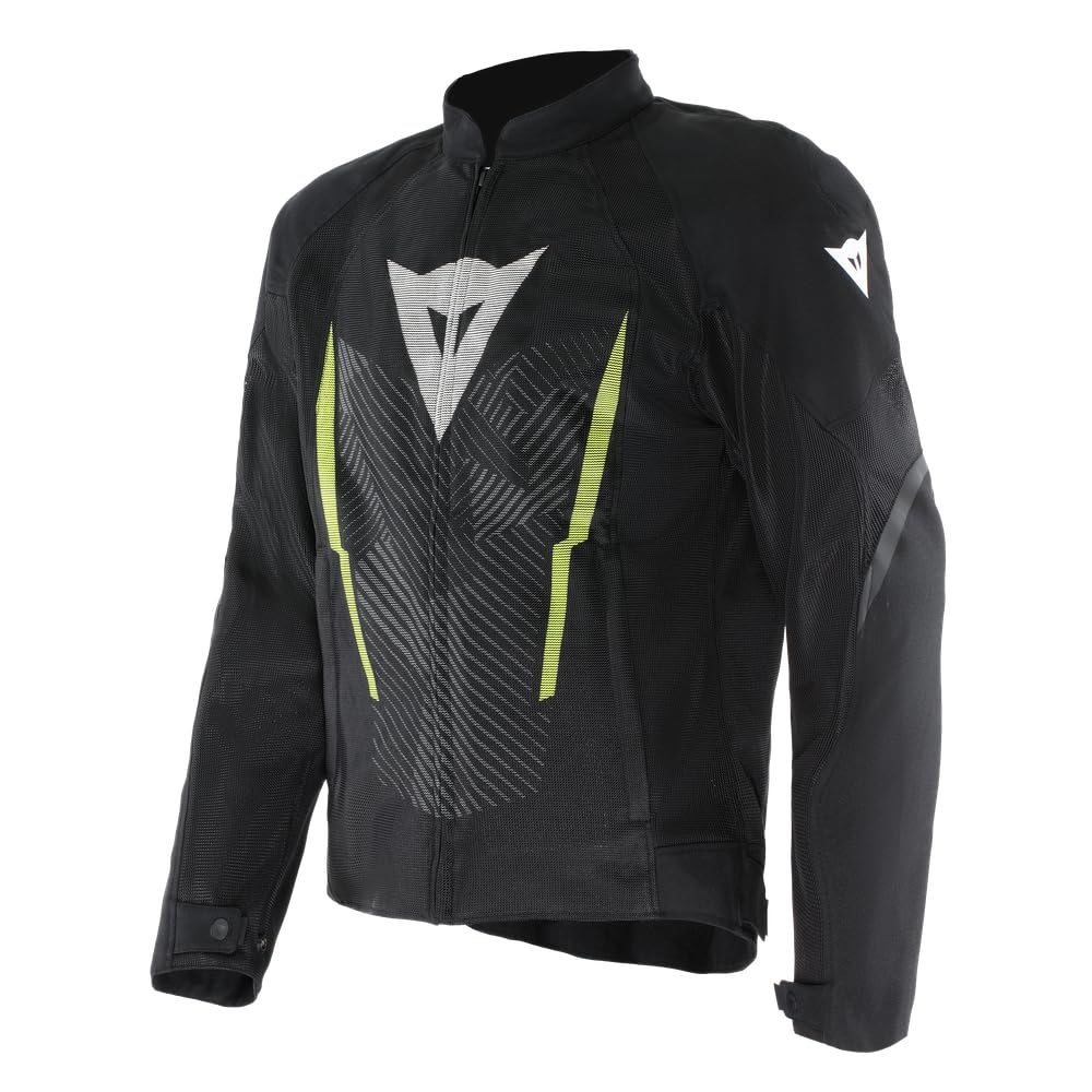 DAINESE - Herosphere Air Tex Jacket, Summer Motorcycle Jacket, Black/White/Yellow-Fluo, 56