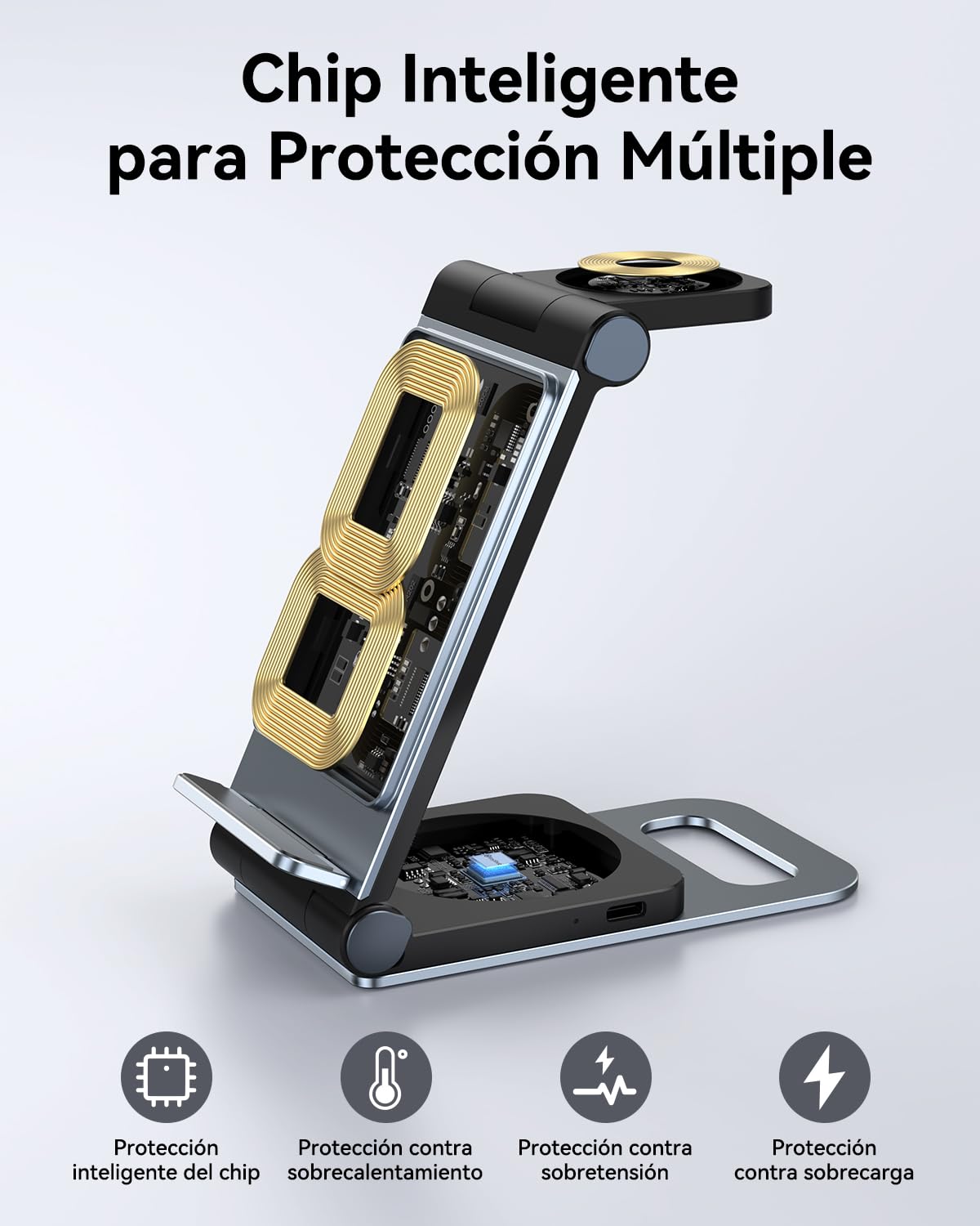 Cargador Inalámbrico 3 en 1 Plegable para Samsung Galaxy S26/S25/S24/S23/S22/S21/S20/Z Flip/Z Fold 7/6/5/4/3 para Galaxy Watch 8/Ultra/7/6/Classic/5/Pro/4 para Galaxy Buds Carga Rápida 20W