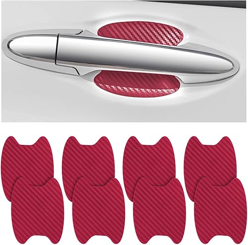 Door Handle Protective Sticker, Universal Carbon Fiber Scratch Resistant Car Door Handle Protective Film (Transparent4 pcs)-Vino rojo8PCS