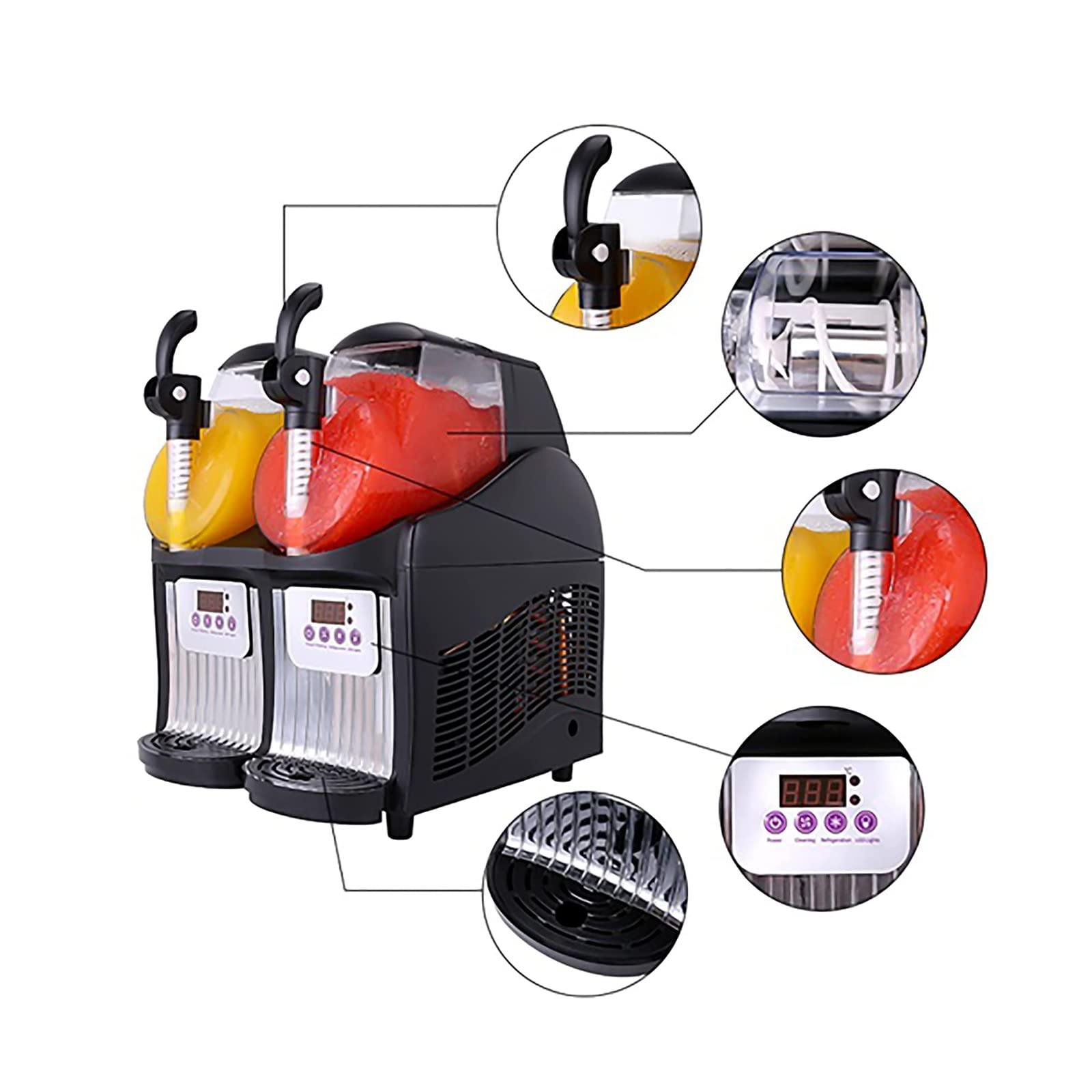 Máquina de granizado de Hielo Comercial de 5 l, máquina de granizado congelado Profesional, dispensador de café, té, Jugo, Bebida de Hielo Suave para cafeterías, restaurantes, Snack Bar，