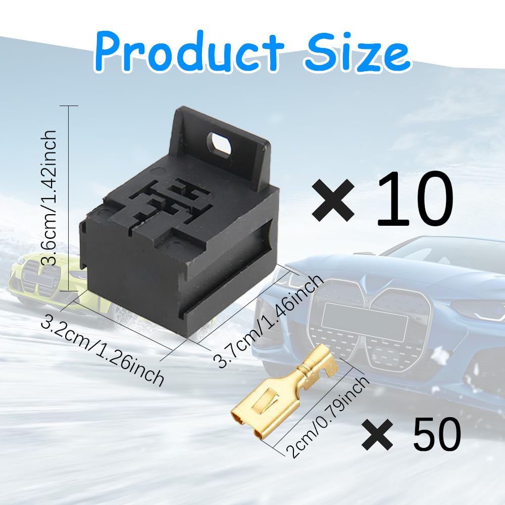 Lot De 10 Connecteurs Relais 5 Broches 12V 30-80A Avec Bornes - Pour Auto, Camion, Applications électroniques