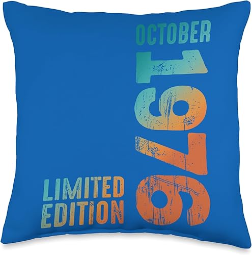 Since Month October Retro Vintage Year 1976 Birth Awesome Limited Edition October Retro Vintage 1976 Throw Pillow, 16x16, Multicolor