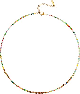 Sacina Y2k Boho Trendy Colorful Beaded Choker Necklace, Hippie Necklace, Summer Beach Jewelry, Christmas Jewelry Gift for Women