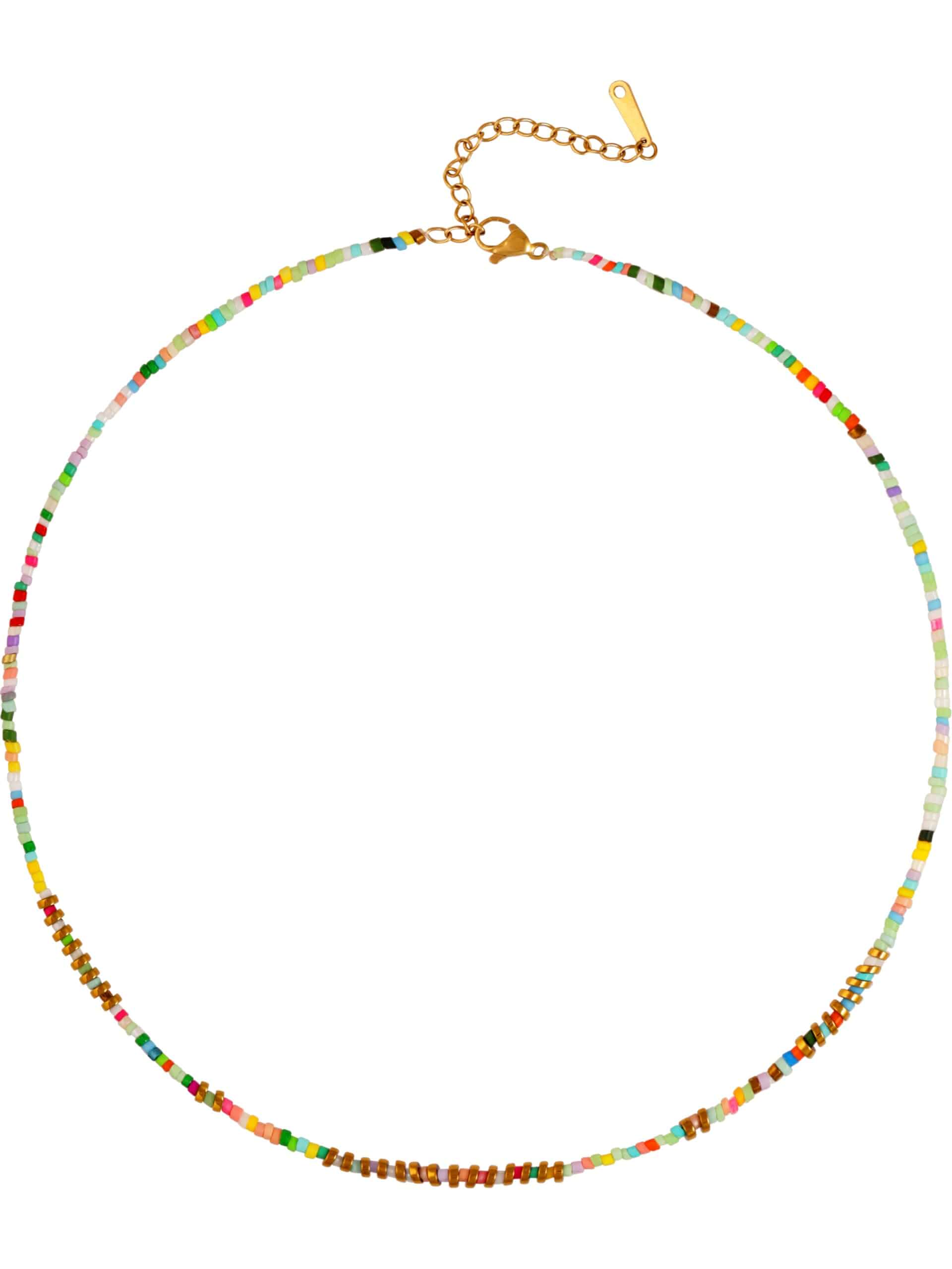 Y2k Boho Colorful Beaded Choker, Hippie Necklace, Summer Beach Jewelry Stainless Steel, Acrylic, 15.7 in & 2 in extender chain, Boho Hippie Summer Beach Jewelry, Christmas Jewelry Gift
