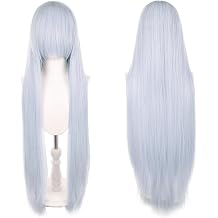 XiongXiongLe Sky Blue Long Straight Wig for Women 100cm/40 Inch Universal Anime Costume Cosplay Wigs with Bangs for Adult Cos Party Halloween Themed TV Film Anime Game Character