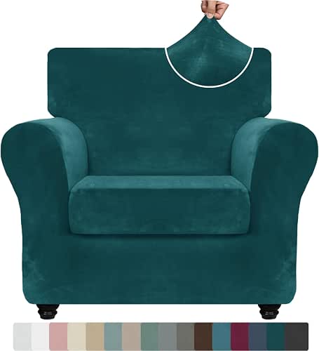 ZNSAYOTX Luxury Velvet Chair Slipcovers with Arms 2 Piece Stretch