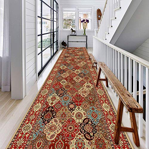 Tapis couloir long format patchwork vintage lavable pour sol de cuisine et marches d'escalier - 3