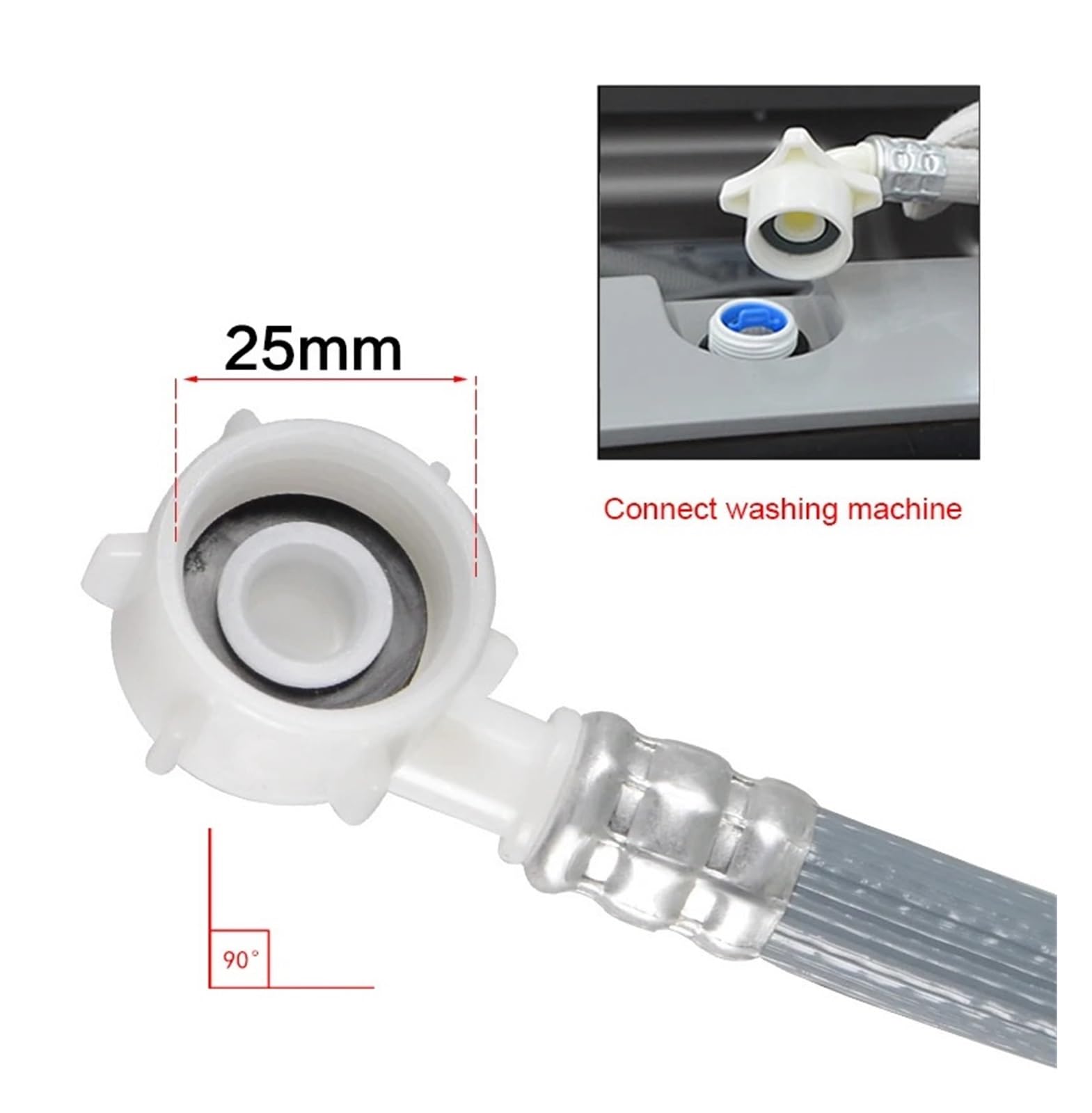 Manguera For Lavadora De 0,6 M-8m Con Conector De 3/4 Pulgadas For Tubo De Entrada De Lavavajillas, Tubo De PVC, Manguera De Llenado De Alimentación De Agua Con Piezas Curvas De 90 Grados(8M)