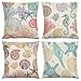 Produktbild 4er Set Dekorativ Kissenbezug 45x45cm Quadratische Kissenhülle aus Samt Meereslebewesen Sofa Dekokissen Dekorativen Zierkissenbezüge Sofakissen Bezug für Auto Schlafzimmer Zuhause Dekor 18x18 X27