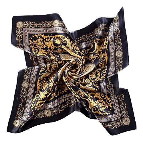 JWSilk Women's Large Square Fashion Charmeuse Silk Scarf2