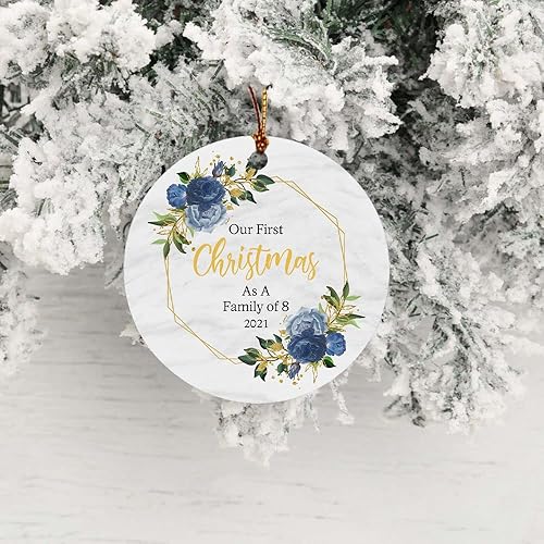 Miniatura 4 de Adorno de regalo para recién nacido con texto en inglés "Our First Christmas As a Family of 8", regalo para recién nacidos, para los nuevos padres,
