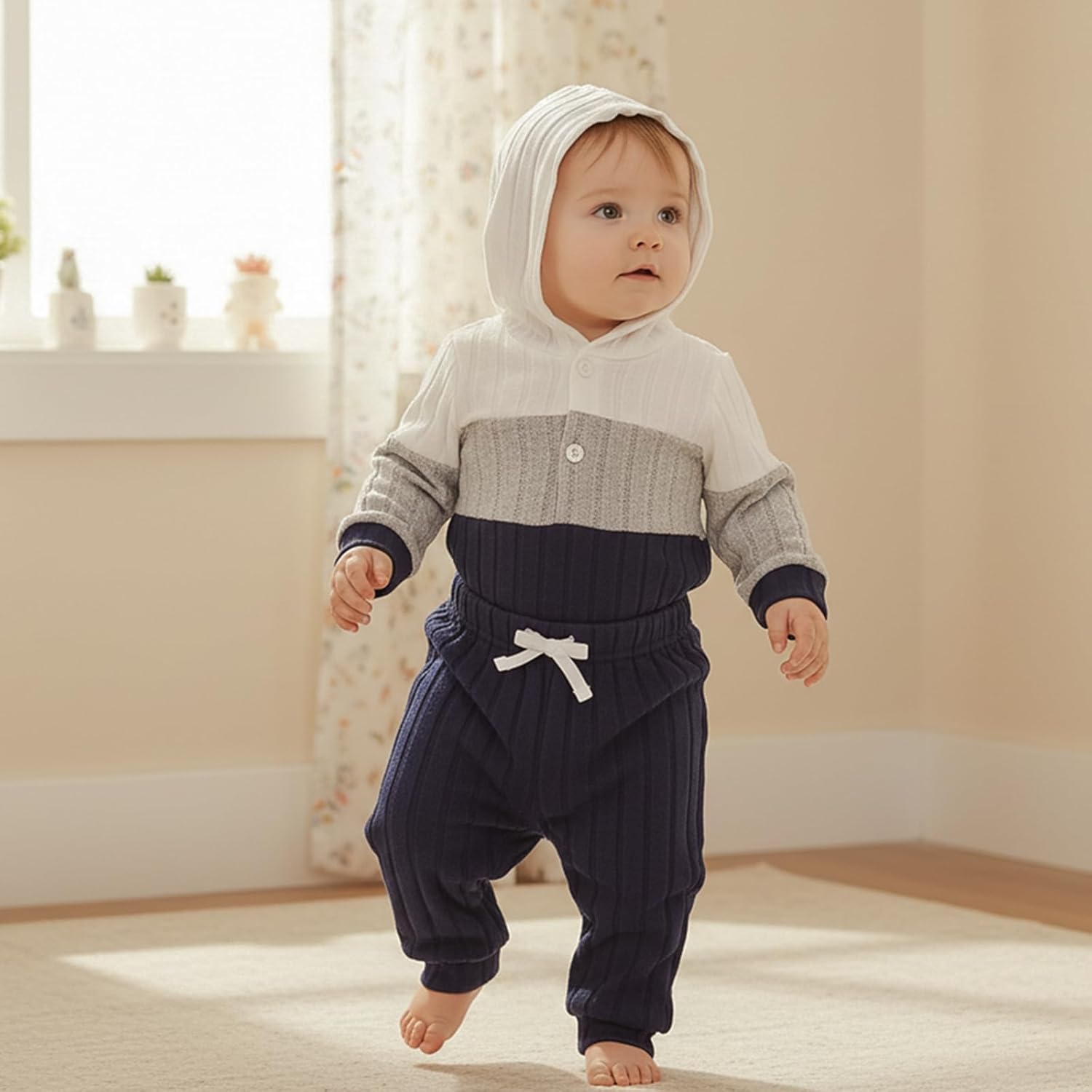 Douhoow Infant Baby Fall Clothes Boy Girl Plaid Hoodie Sweatshirt Romper Flannel Tops+ Sweatpants Festival Outfits - Image 5