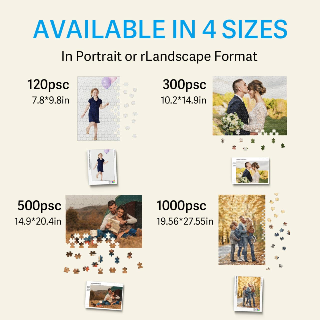 FodyZou Custom Puzzles from Photos - 120/300/500/1000/1314-Piece Custom Puzzle with Picture & Text - Personalized Jigsaw Puzzle for Adults - Family, Wedding, Pet, Birthday Gift - 4