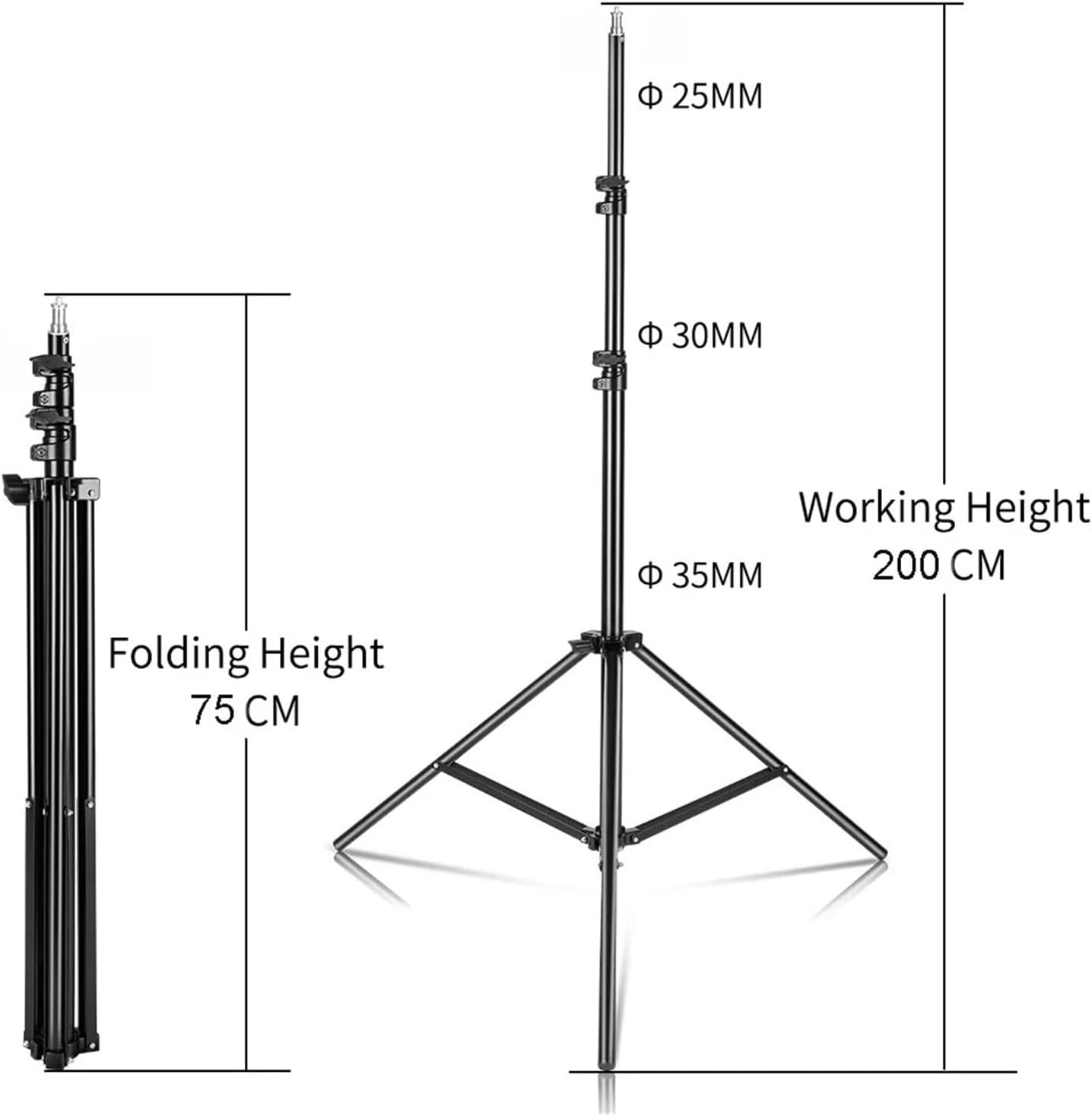 2/2.4/2.8M Tripod Selfie Stick Adjustable Light Stand 1/4 Screw Head(Alloy 200cm)