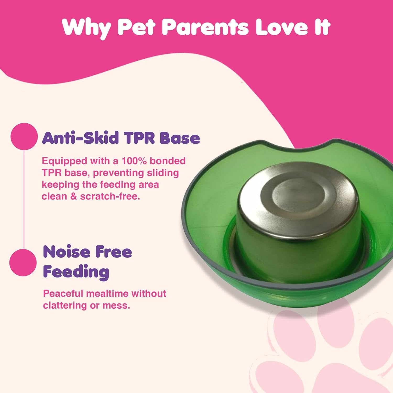 Stainless Steel Dog Bowls | Cat Bowls with Pellucid Transparent Plastic (2Pcs) - Non Tip Anti Skid Large Dog Water Bowl | Cat Water Bowl - Dishwasher Safe - 30oz / 900ml – 16.5 cm (Green)