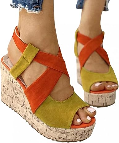 Amazon.com: Sandalias para mujer, sandalias de verano de plataforma, cómodas  de cuña y puntera abierta : Ropa, Zapatos y Joyería