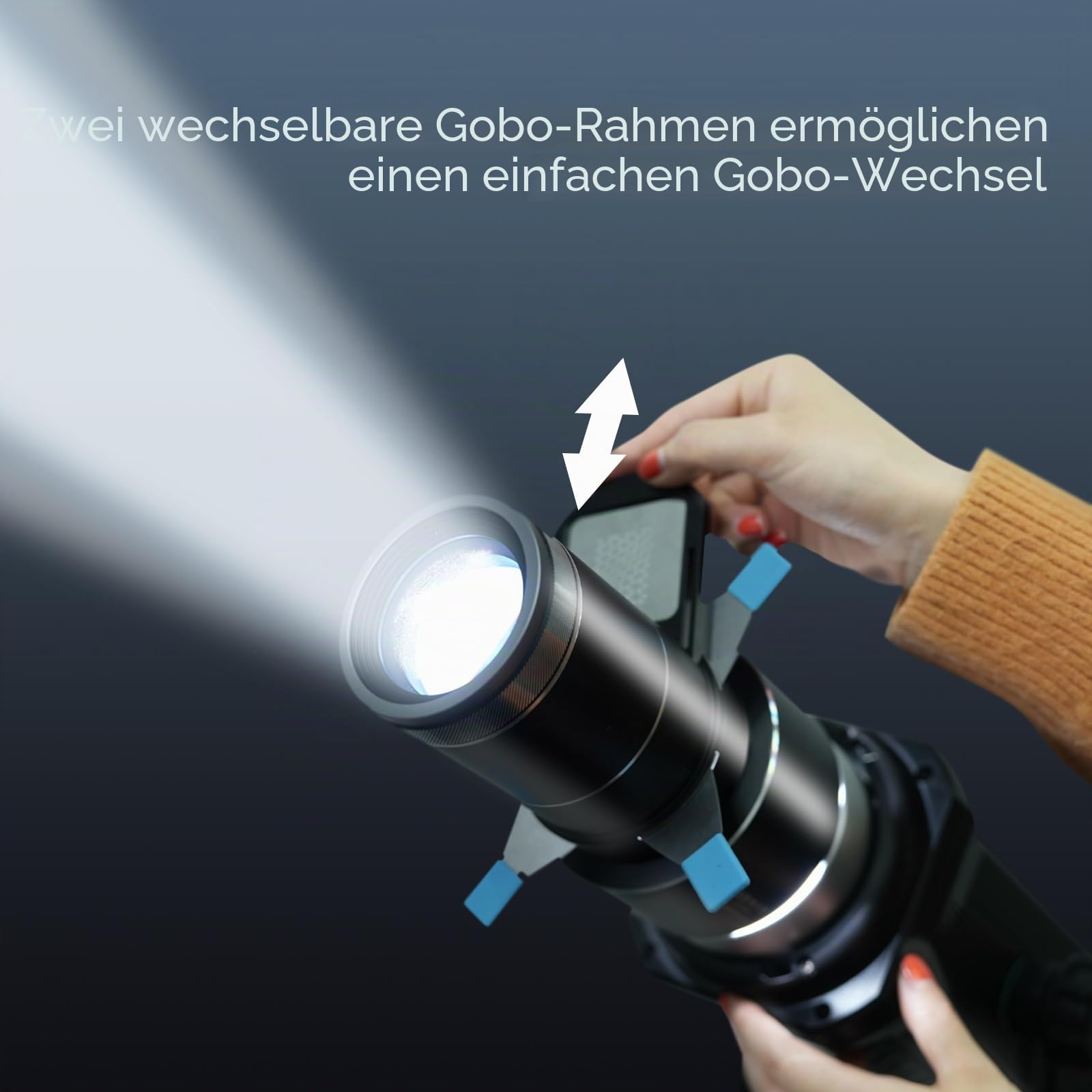 Optischer Snoot für Bowens Mount Light, Optisches Projektion Snoot Kit für Spotlight/COB Light, kompatibel mit Aputure Amaran 60D/XS/100X/D 200D/X Storm 400x, für Godox SL60,4 Farbfiltern & 39 Gobos
