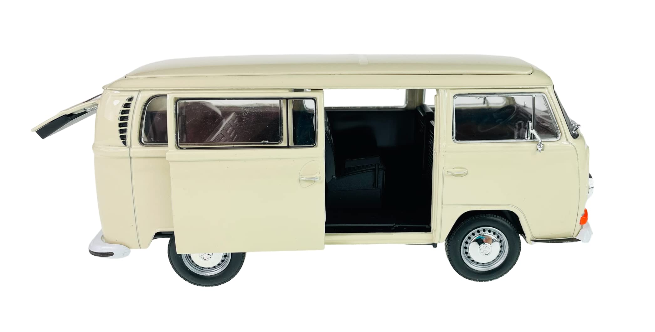 Welly modello auto compatibile con VW Volkswagen T2 crema White Beige Bus Transporter 1967 – 1979 ca 1/24 1:24 metallo modello auto Die Cast nuovo in scatola