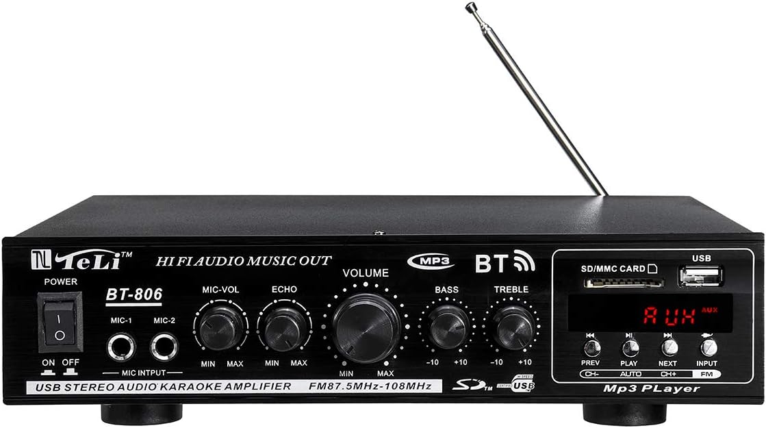 2チャンネル500WブルートゥースパワーアンプUSB MP3オーディオFM AUX W /リモート